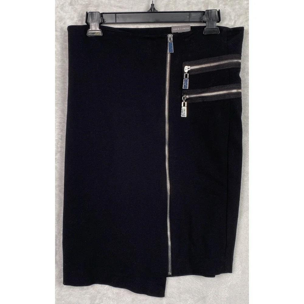 Womens Black Skirt Asymmetrical Hem Zippers 6 Goth Grunge‎ Vampire Rocker Metal